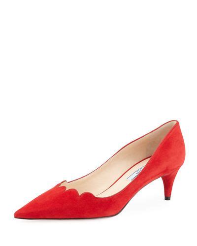 Prada Decolette Scallop Suede Pump 